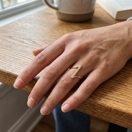 Bague torsadée en zircone - Effet diamants